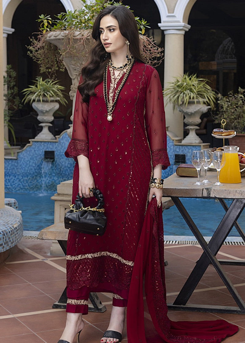Merakish Luxury Chiffon Volume-4 Unstitched 3-Piece Suit-MLC-V4-KAJ7717