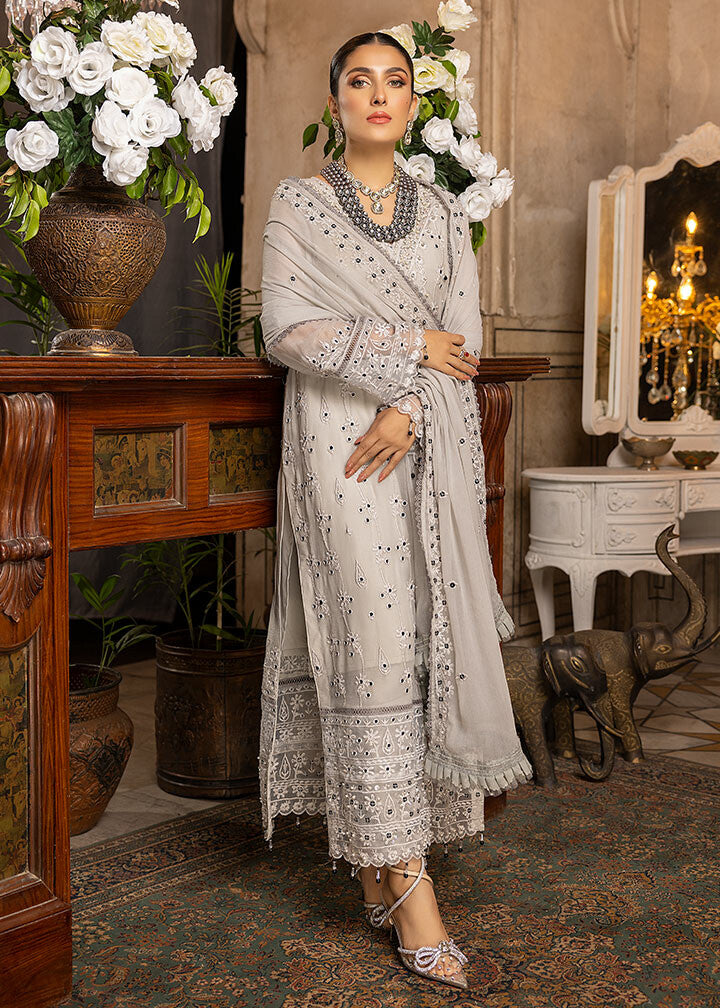 Merakish Luxury Chiffon Volume-2 Unstitched 3-Piece Suit - MLC-V1-KLD9906